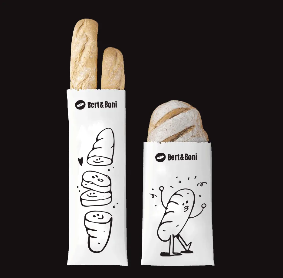 Bert & Boni Brottüten mit illustrierten Brotfiguren – Verpackungsdesign von Studio341