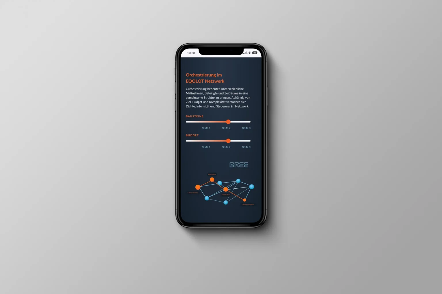 EQOLOT Website mobil mit Infografik. Webdesign von Studio341