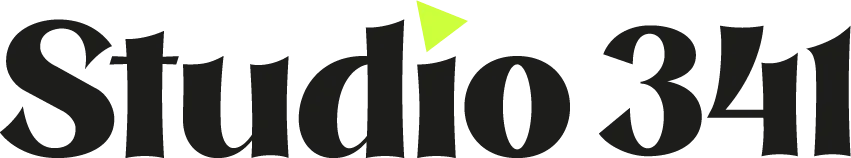 Studio341 Logo schwarz mit limettengrünem Akzent