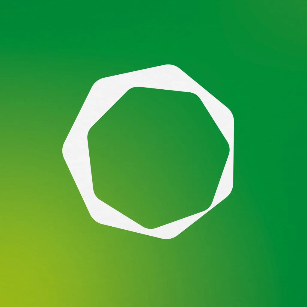 Nachhaltigkeits Engagement Signet weiß auf Grün – Logodesign von Studio341